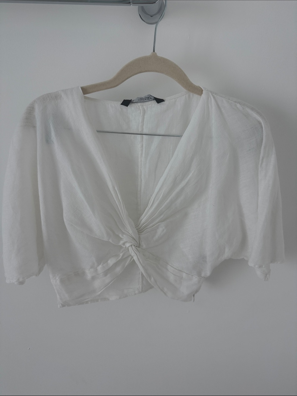 Zara White Linen cropped top